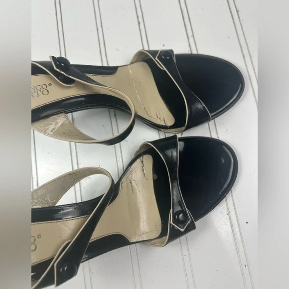 Franco Sarto Vintage Black Patent Leather Strappy Heels Size 8M - Picture 3 of 9